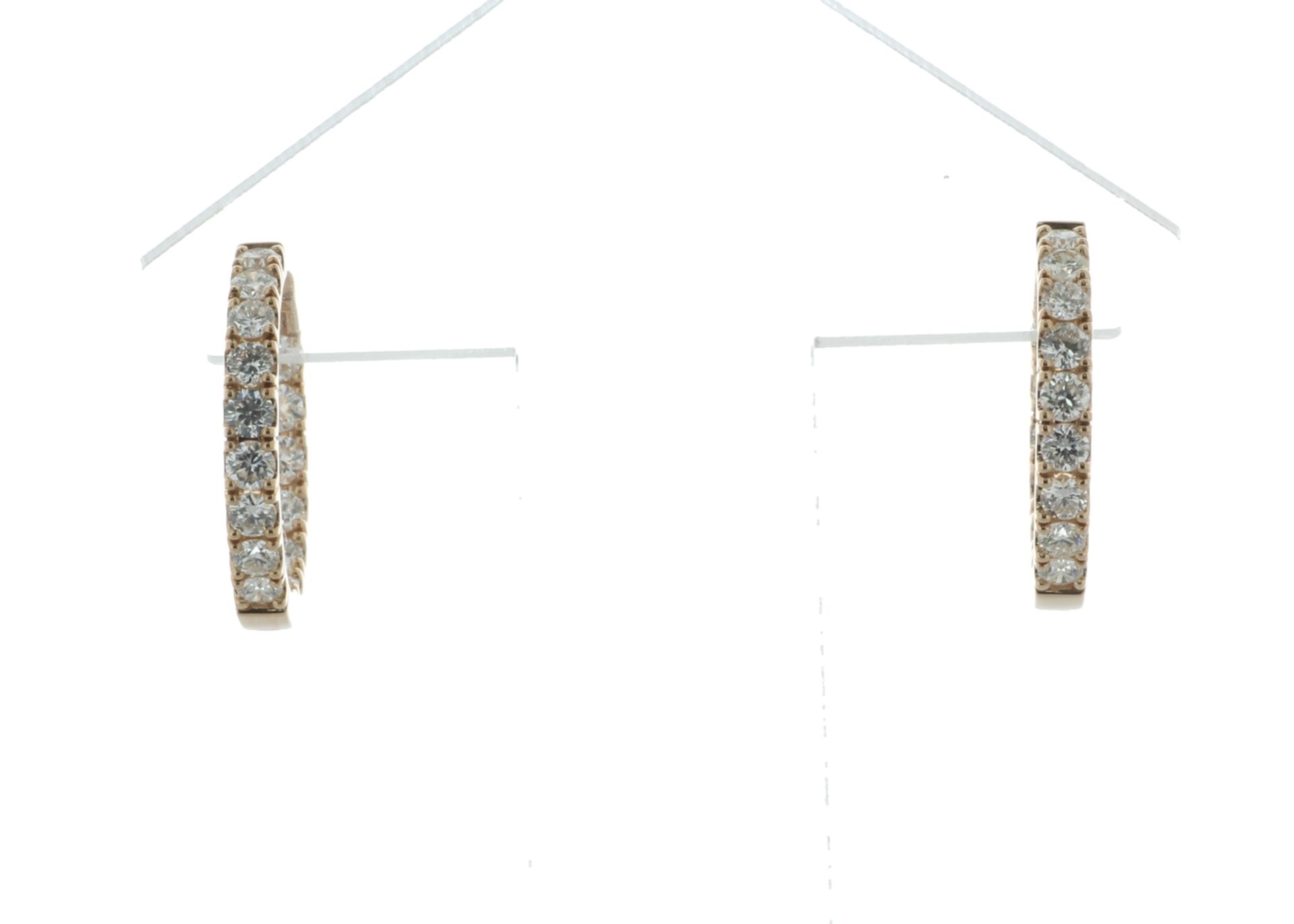 18ct Rose Gold Hoop Diamond Earring 1.58 Carats - Valued By IDI £11,165.00 - Thirty round - Image 5 of 6