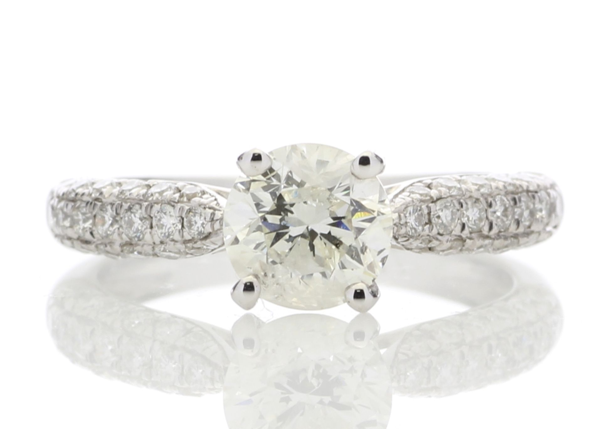 18ct White Gold Diamond Ring With Stone Set Shoulders 1.38 Carats - Valued By GIE £27,950.00 - A