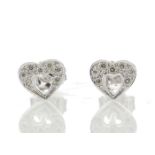 9ct White Gold Fancy Cluster Diamond Earrings - Valued By IDI £1,855.00 - Seven round brilliant