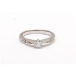 18ct White Gold Single Stone Diamond Ring With Stone Set Shoulders (0.28) 0.43 Carats - Valued By