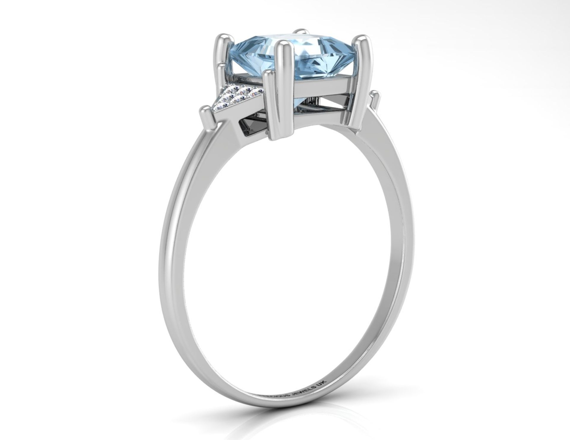 9ct White Gold Diamond And Blue Topaz Ring - Valued By IDI £1,685.00 - A beautiful princess cut blue - Image 2 of 5