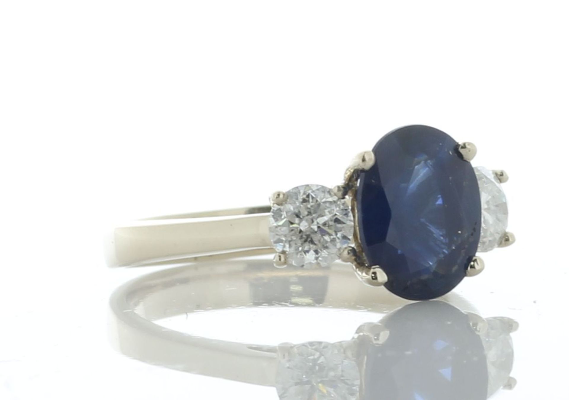 18ct Yellow Gold Three Stone Oval Cut Diamond And Sapphire Ring (S2.16) 0.77 Carats - Valued By - Image 2 of 5