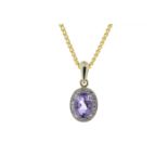 9ct Yellow Gold Amethyst And Diamond Pendant 0.11 Carats - Valued By GIE £1,520.00 - This is a