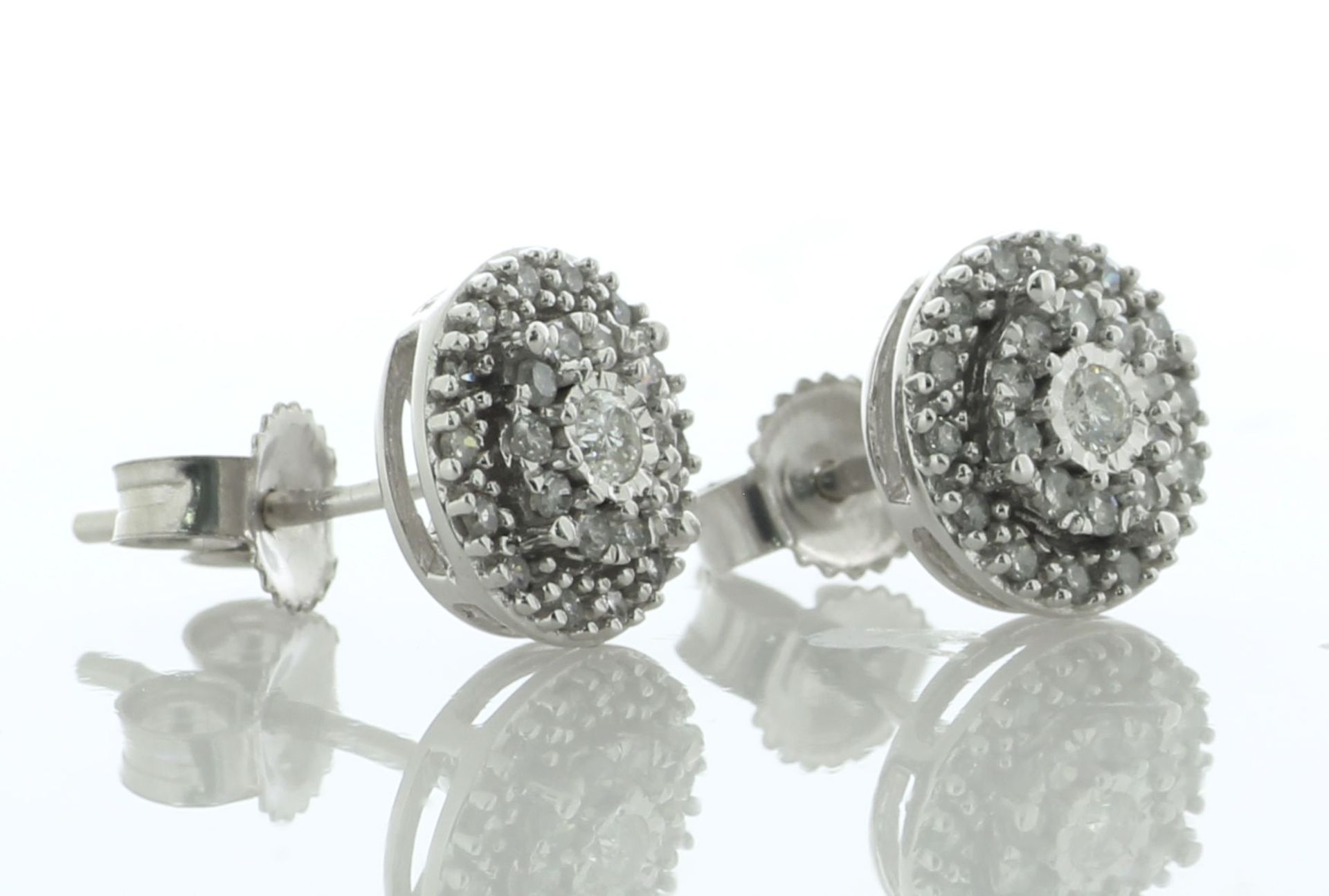 14ct White Gold Diamond Round Cluster Stud Earring 0.25 Carats - Valued By IDI £1,457.00 - One round - Image 3 of 5