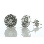 14ct White Gold Diamond Round Cluster Stud Earring 0.25 Carats - Valued By IDI £1,457.00 - One round