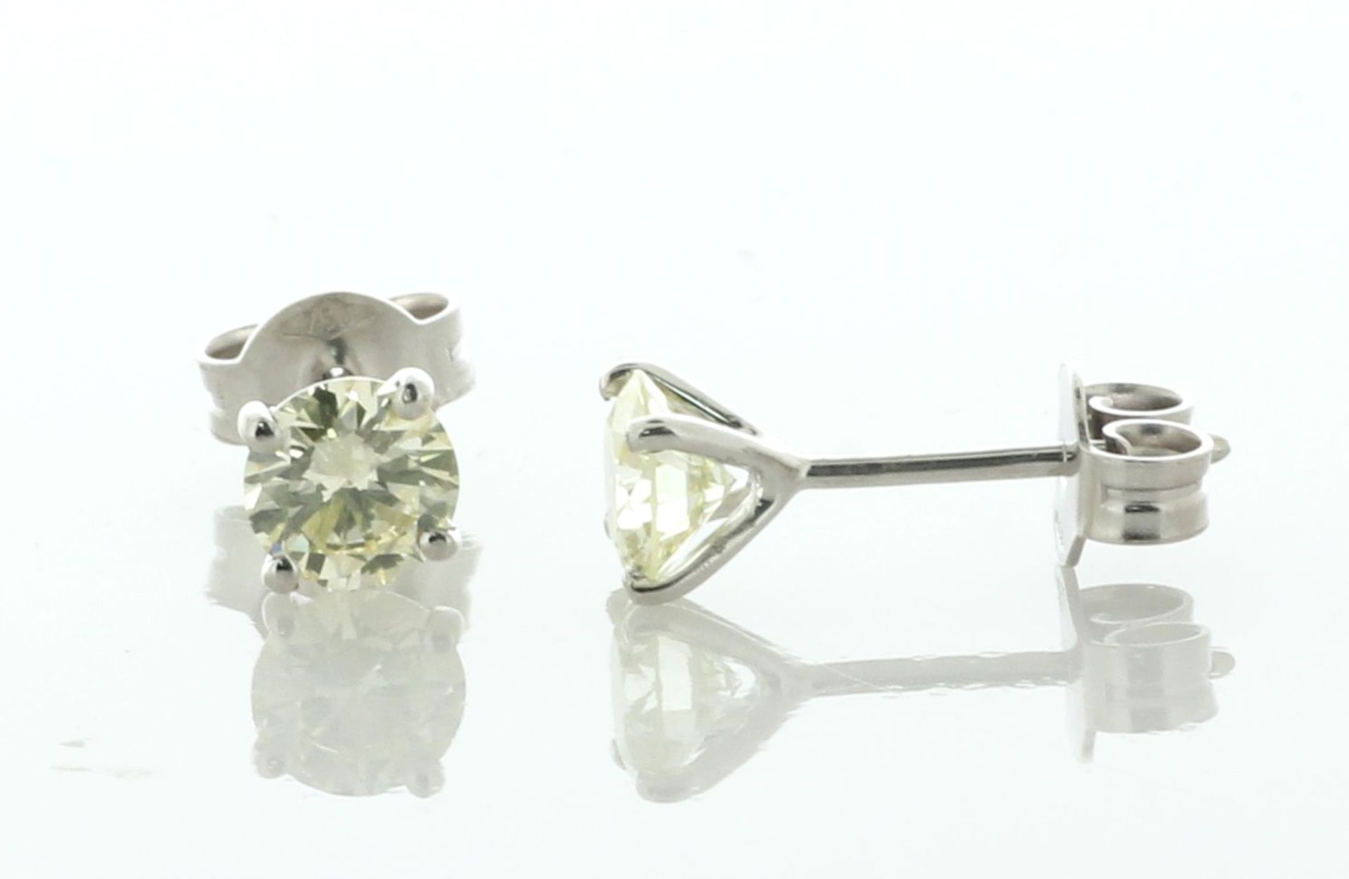 18ct White Gold Single Stone Diamond Earring 1.06 Carats - Valued By IDI £7,200.00 - Two round