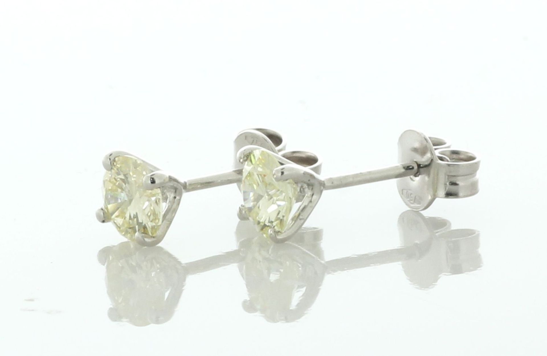 18ct White Gold Single Stone Diamond Earring 1.06 Carats - Valued By IDI £7,200.00 - Two round - Image 2 of 4