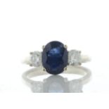 18ct Yellow Gold Three Stone Oval Cut Diamond And Sapphire Ring (S2.16) 0.77 Carats - Valued By