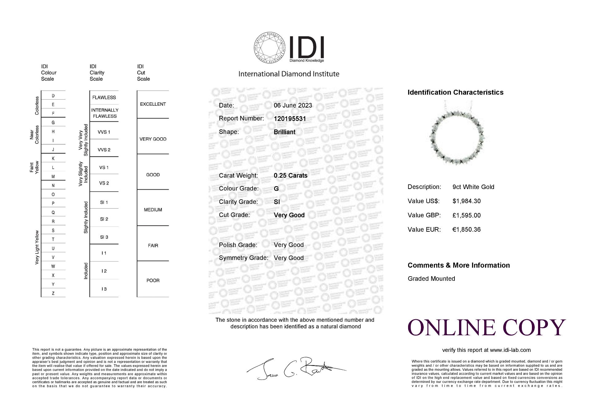 10ct White Gold Round Diamond Donut Pendant 0.25 Carats - Valued By IDI £1,595.00 - Sixteen round - Image 4 of 4
