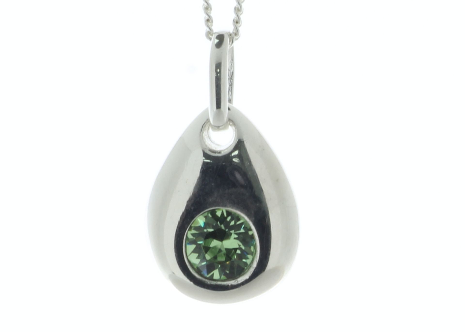 Sterling Silver Pendant August Birthstone 4mm Period Crystal - Valued By AGI £482.00 - A 4mm Peridot