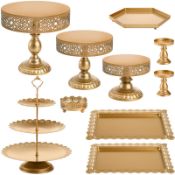 RRP £40.59 Suwimut 10 Pieces Gold Cake Stand Set