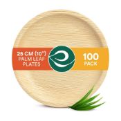 RRP £47.94 ECO SOUL 100% Compostable 25cm(10") Round Palm Leaf Plates (Pack of 100)