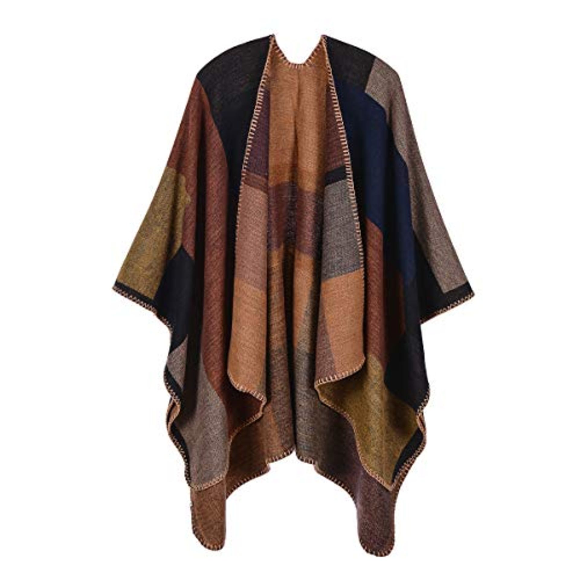 RRP £27.90 QBSM Women's Shawl Wrap Poncho Ruana Capes Open Front