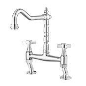 RRP £57.07 JASSFERRY Classic Bridge Mixer Tap Chrome Crosshead