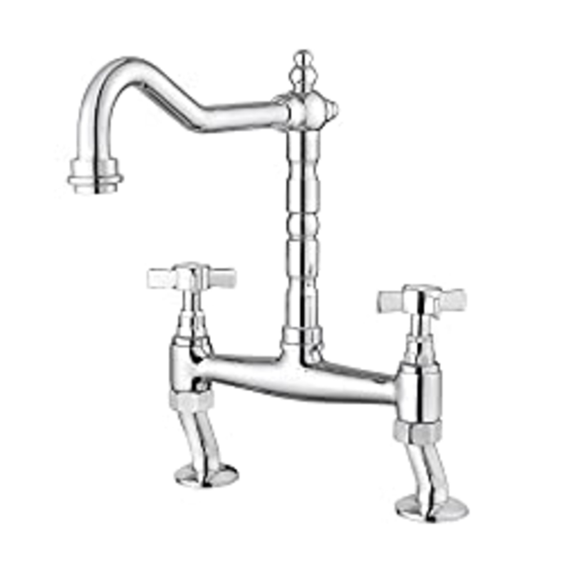 RRP £57.07 JASSFERRY Classic Bridge Mixer Tap Chrome Crosshead