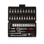 RRP £22.82 TOPAUP 46-Piece 1/4" Drive Socket Wrench Set with Extension Bars