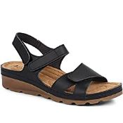 RRP £34.24 Pavers Women's Sandals in Black with Adjustable Soft Straps