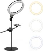 RRP £38.77 [Upgraded Base] Ring Light Desk with Horizontal Boom Arm