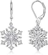 RRP £16.88 Milacolato 925 Sterling Silver Snowflake Drop Earrings