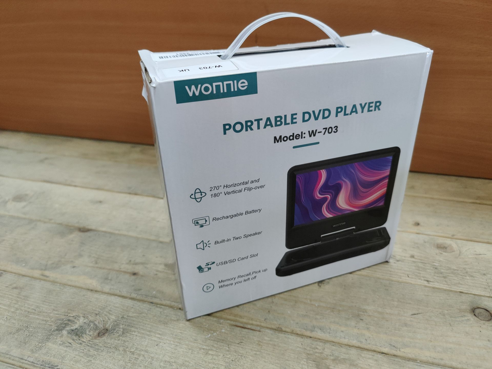 RRP £48.39 WONNIE 9.5" Portable DVD Player with 7" HD Swivel Screen for Kids and Car - Image 2 of 2