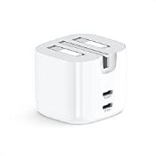 RRP £20.54 UGREEN 40W Foldable Dual USB C Charger 20W PD Fast