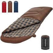 RRP £49.32 KingCamp Sleeping Bag 4 Seasons Cotton Flannel with Hood