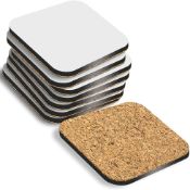 RRP £19.41 MDF Blank Sublimation Coasters Cork Backed - 9cm x 9cm White Blanks Square (16)
