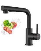 RRP £45.31 Matt Black Kitchen Taps with Pull Out Spray