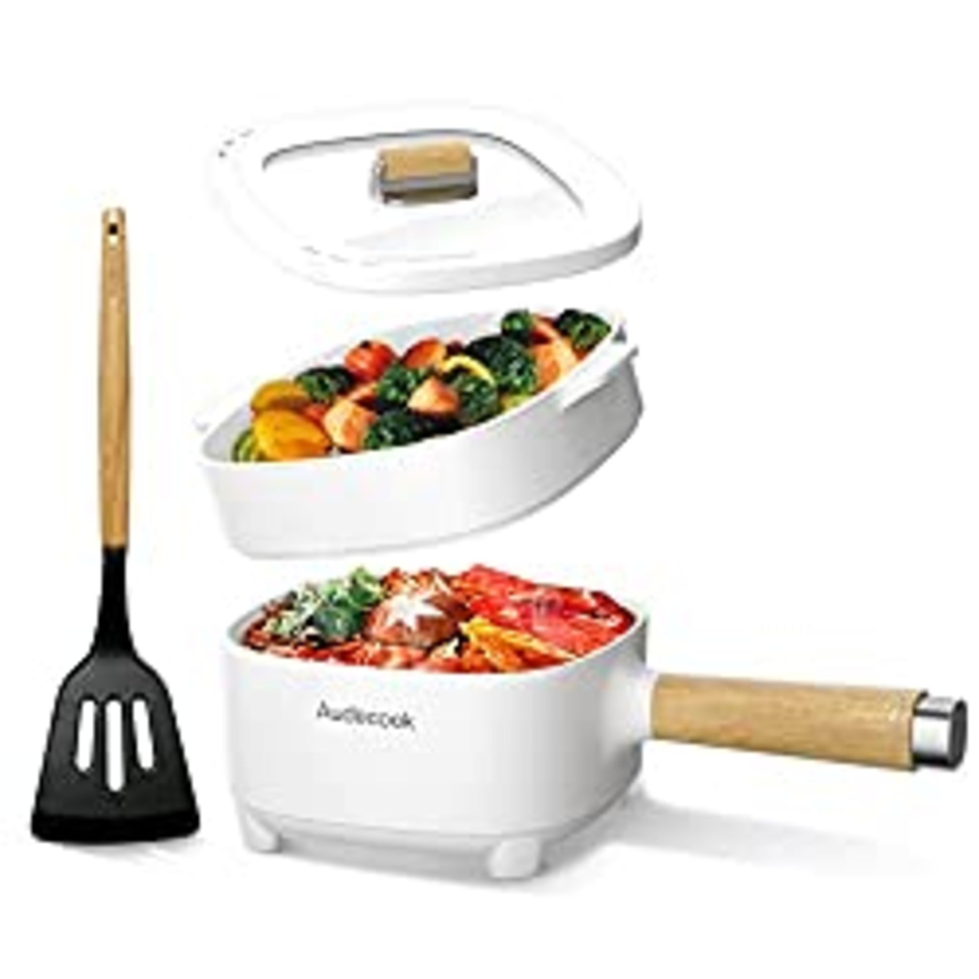 RRP £43.40 Audecook Electric Hot Pot with Steamer 2L - Image 2 of 4