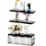 RRP £20.54 Gulfmew Floating Shelves with Storage Basket