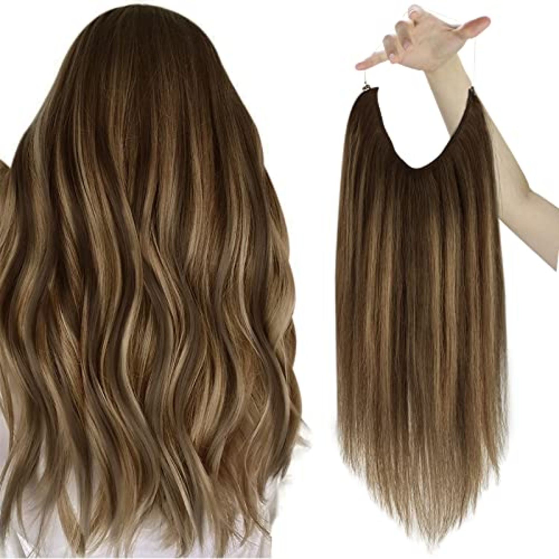 RRP £43.55 Easyouth Wire Hair Extensions Human Hair Balayage Wire - Image 2 of 3