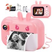RRP £34.24 MINIBEAR 48MP Kids Instant Camera for Girls with 3 Rolls Print Paper
