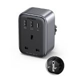 RRP £15.97 UGREEN UK to European Plug Adapter PD 30W Travel Adapter