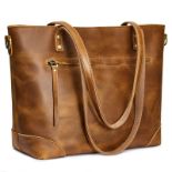 RRP £76.19 S-ZONE Women Vintage Genuine Leather Tote Bag Shoulder