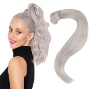 RRP £44.85 Easyouth Ponytail Hair Extensions Human Hair White