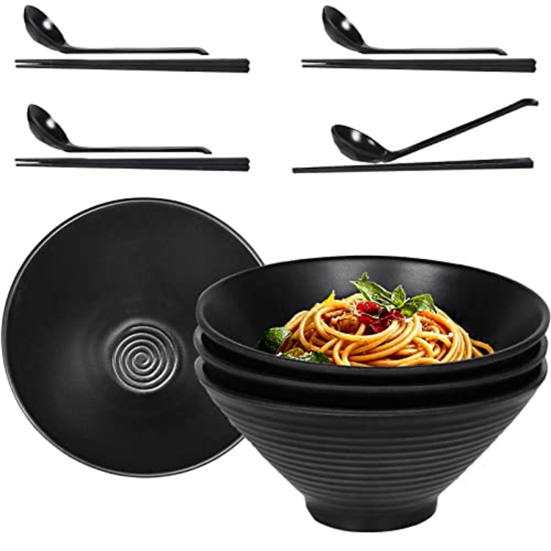 RRP £29.54 Greentainer Large Noodle Ramen Bowls - 4 Set Japanese Dinnerware Set