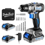 RRP £60.50 DEKOPRO 13Pc Cordless Drill Driver 20V-Max Lithium-Ion Combi Drill