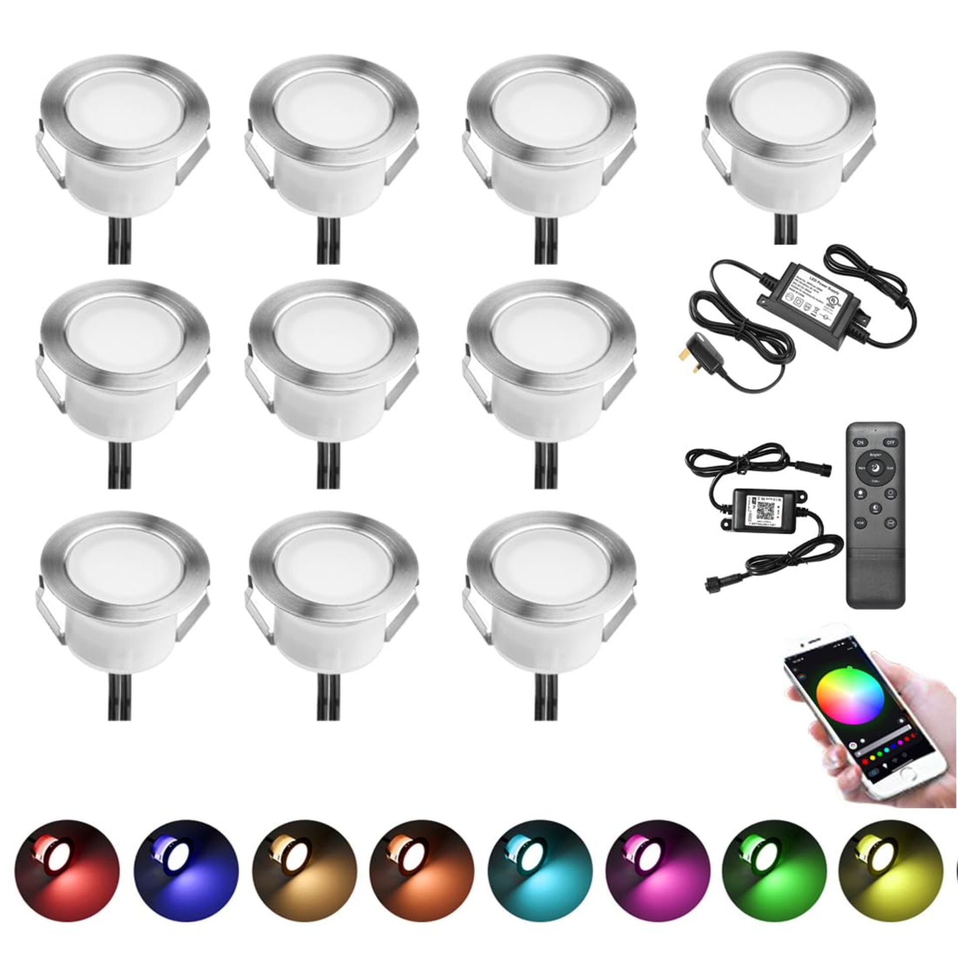 RRP £79.90 GEYUEYA Home WiFi Led Decking Lights- 45MM RGBW