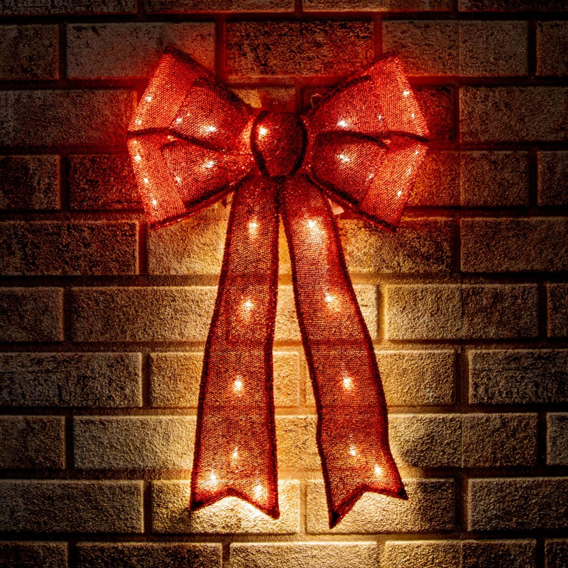 RRP £26.26 The Christmas Workshop 50cm Light Up Fabric Bows /