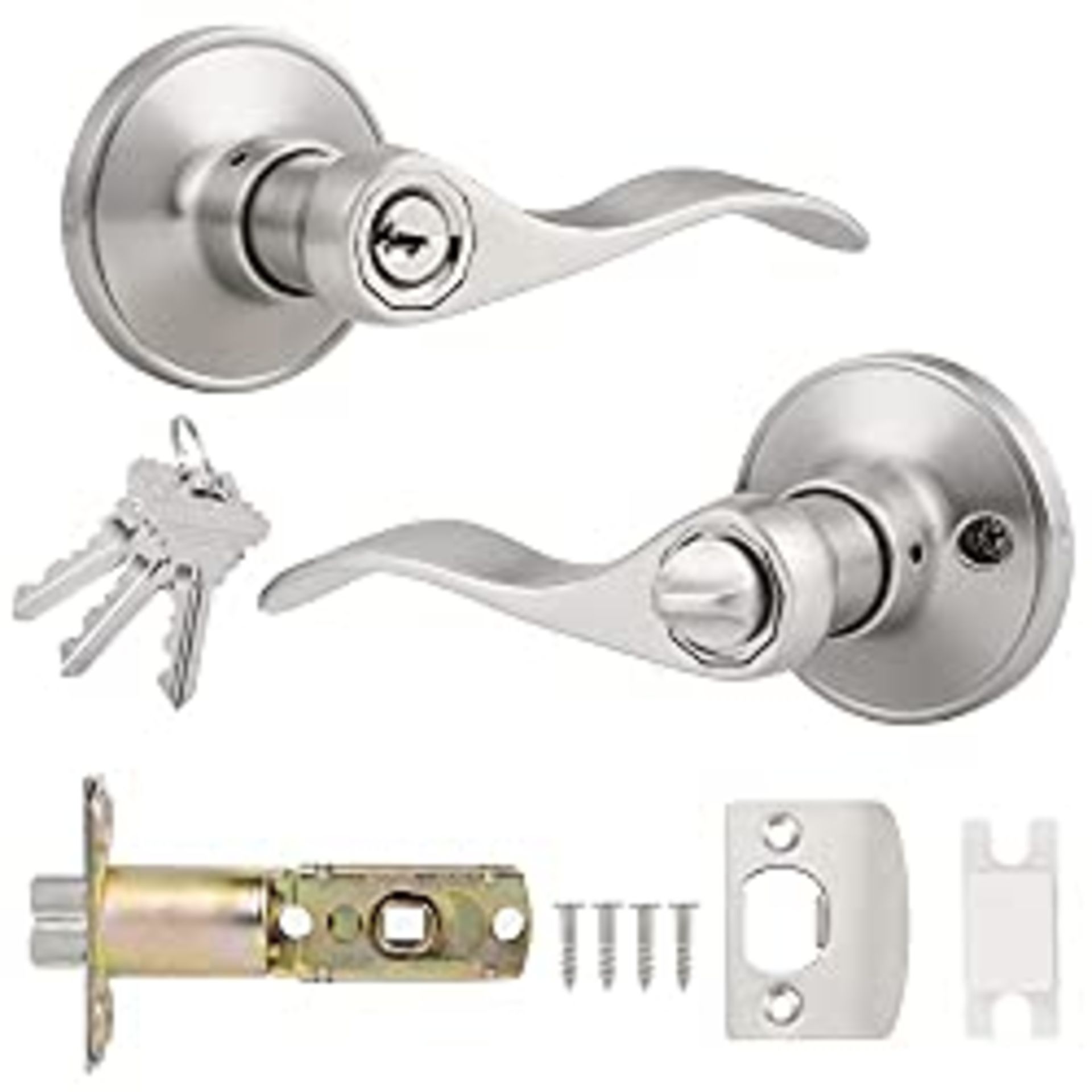 RRP £21.85 Probrico 1 Pack Satin Nickel Door Handle Lock
