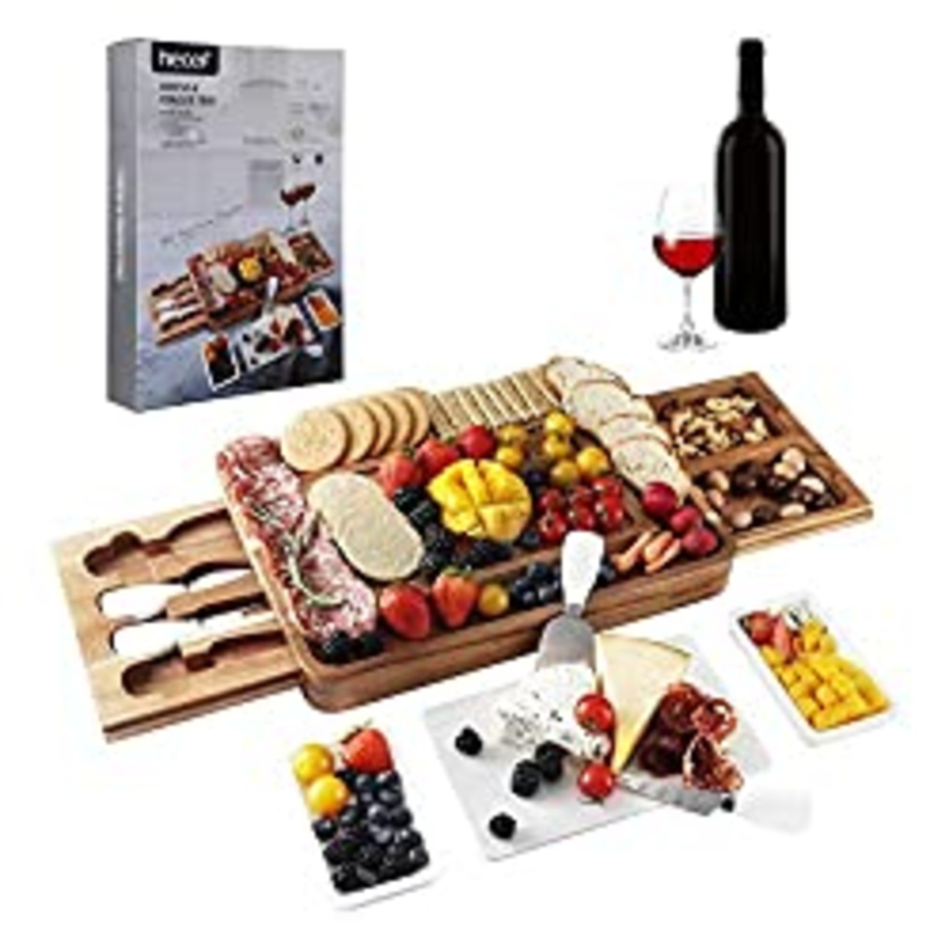 RRP £49.07 hecef Acacia Wood Cheese Board Set