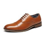 RRP £36.52 Bruno Marc Men's Brown Lace Up Soft Cap-Toe Oxfords