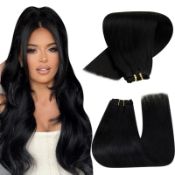 RRP £36.33 Hetto Black Weft Human Hair Extensions Remy Sew in