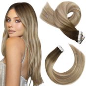 RRP £36.52 Moresoo Tape in Hair Extensions Human Hair Ombre Tape