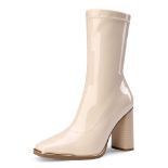 RRP £34.76 DREAM PAIRS Women's Square Toe Gogo Boots Elastic Ankle