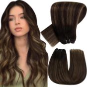 RRP £52.24 Human Hair Weft Hair Extensions Brown Real Hair Weft
