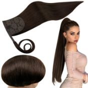 RRP £44.51 RUNATURE Human Hair Ponytail Extension Chocolate Brown