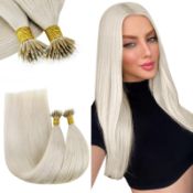 RRP £45.88 RUNATURE Blonde Nano Hair Extensions Human Hair White