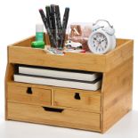 RRP £23.29 ZENFUN 4-Tier Bamboo Desk Organizer with Drawers