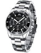 RRP £42.74 MEGALITH Mens Watches Chronograph Stainless Steel Watches
